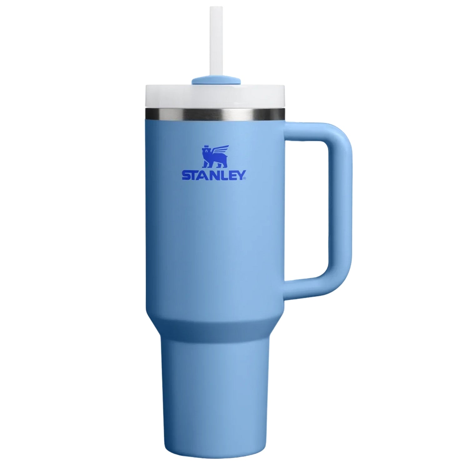 Błękitny duży kubek termiczny ze słomką i uchwytem Stanley Quencher Blue Sky