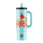 Kubek termiczny 24Bottles Straw Cup 800 ml Hey! Blue – trzyma ciepło do 12h, zimno do 24h. Szczelny, wygodny ze słomką, idealny w podróży i na co dzień