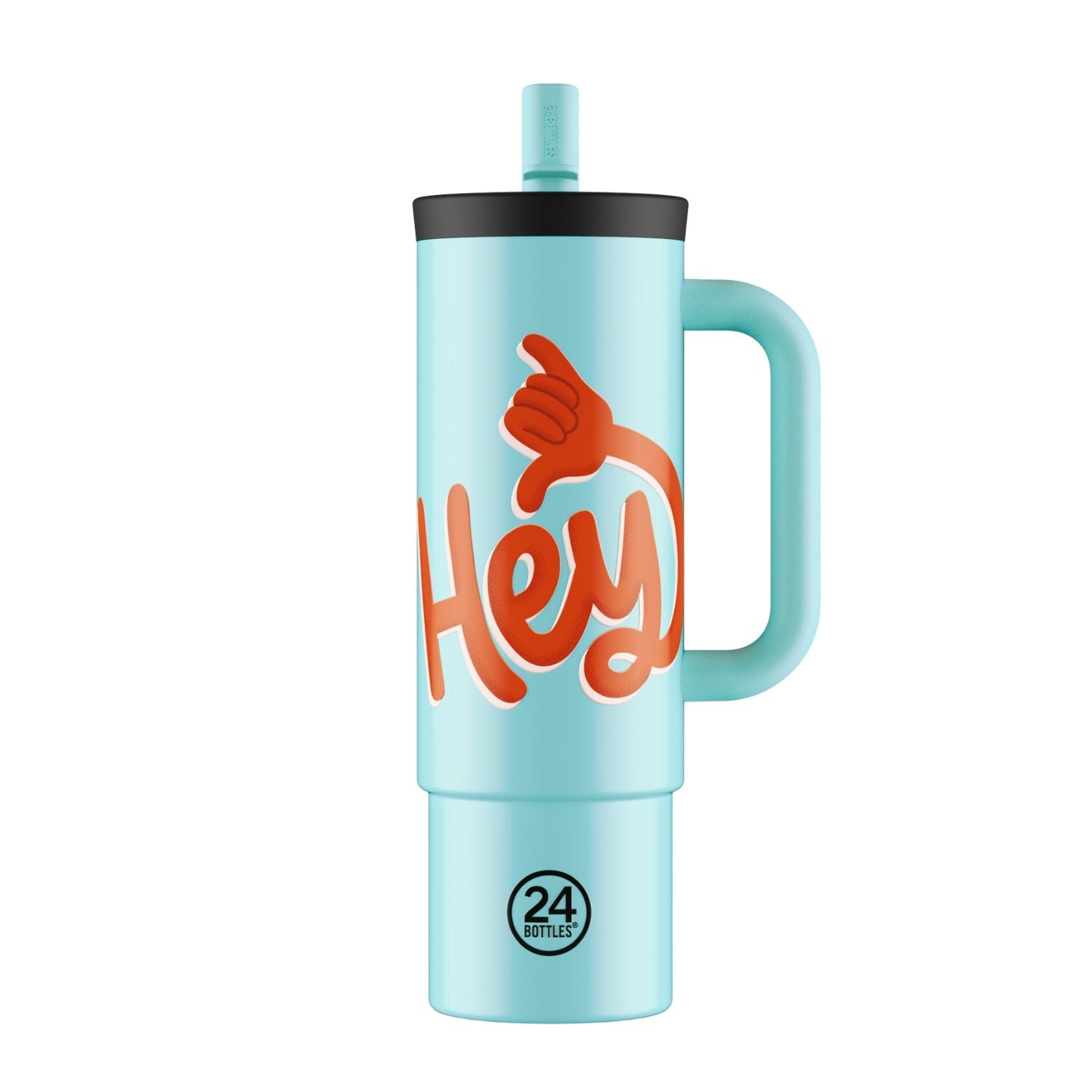 Kubek termiczny 24Bottles Straw Cup 800 ml Hey! Blue – trzyma ciepło do 12h, zimno do 24h. Szczelny, wygodny ze słomką, idealny w podróży i na co dzień