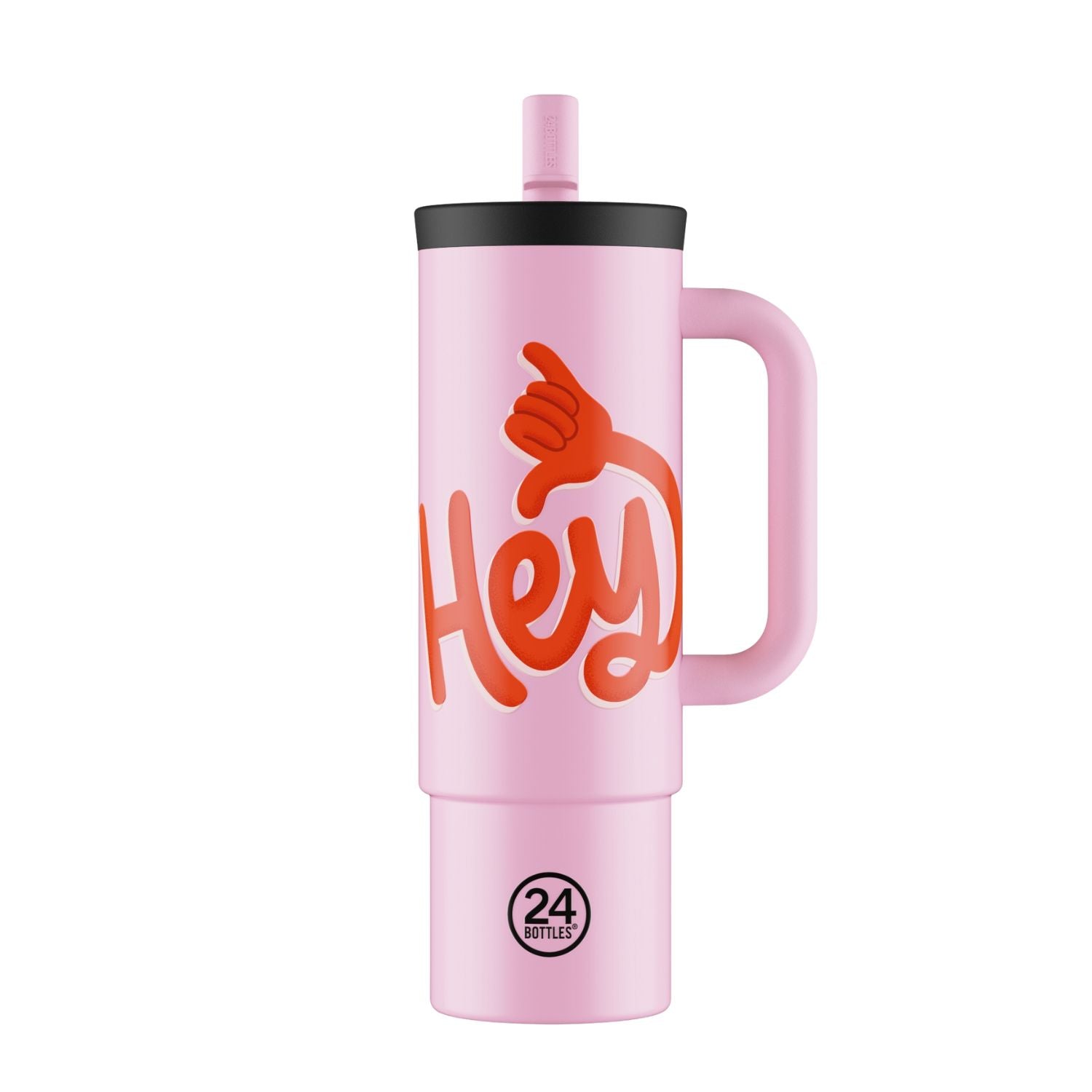 Kubek termiczny 24Bottles Straw Cup 800 ml Hey! PInk– trzyma ciepło do 12h, zimno do 24h. Szczelny, wygodny ze słomką, idealny w podróży i na co dzień