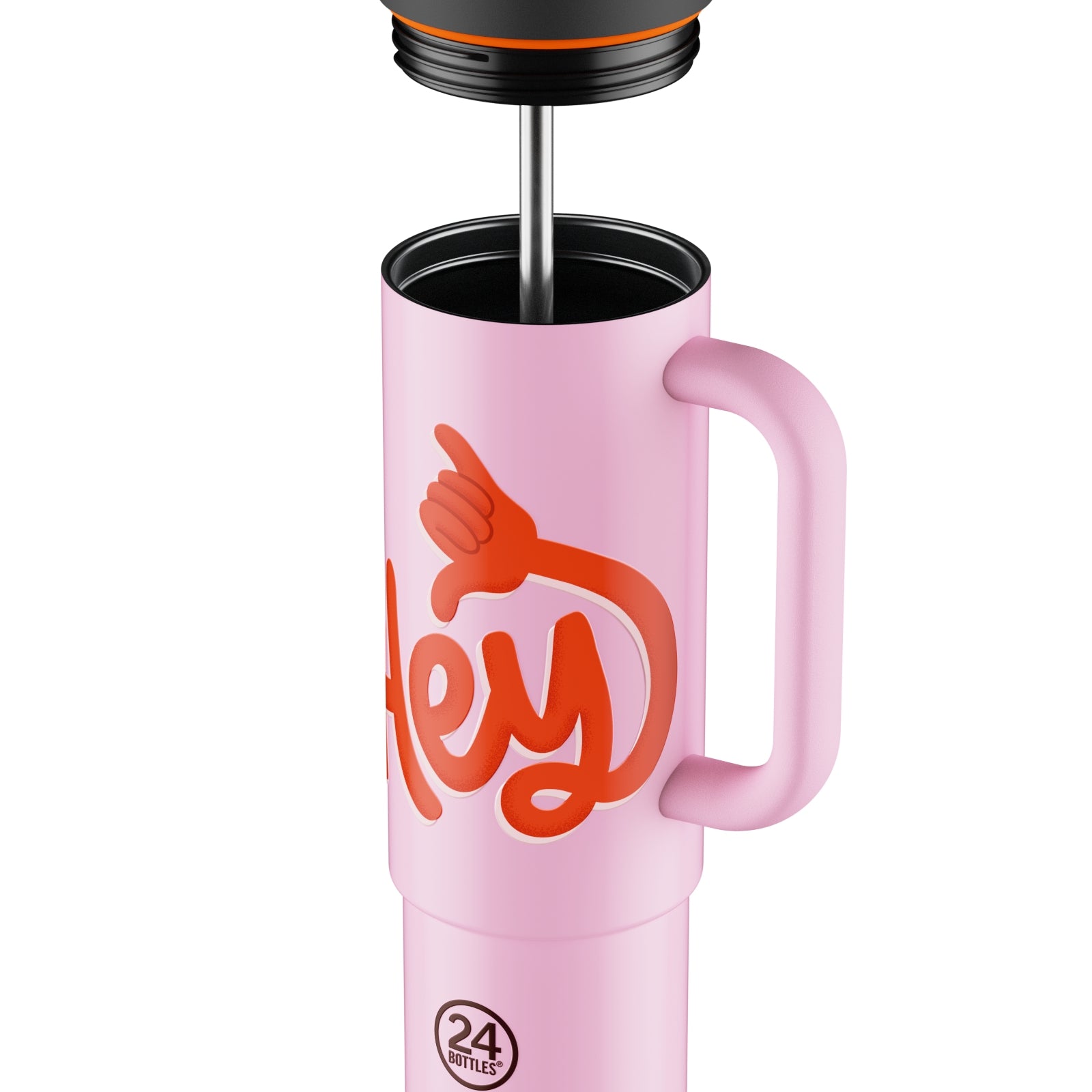 Kubek termiczny 24Bottles Straw Cup 800 ml Hey! PInk– trzyma ciepło do 12h, zimno do 24h. Szczelny, wygodny ze słomką, idealny w podróży i na co dzień