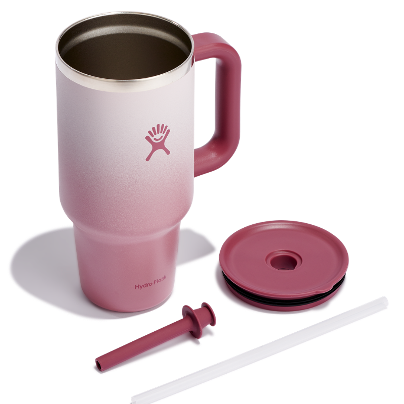 Kubek termiczny ze słomką Hydro Flask Bayberry Ombre 900 ml – podwójne ścianki, utrzymanie temperatury, antypoślizgowa powłoka i wygodny uchwyt, kolor: różowy