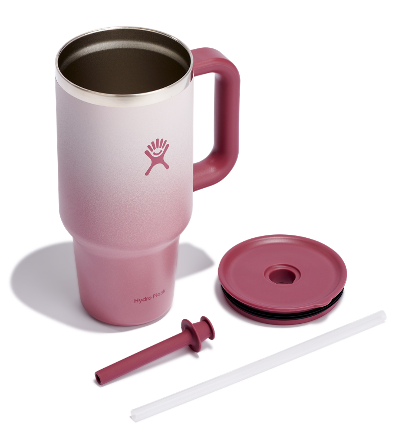 Kubek termiczny ze słomką Hydro Flask Bayberry Ombre 900 ml – podwójne ścianki, utrzymanie temperatury, antypoślizgowa powłoka i wygodny uchwyt, kolor: różowy