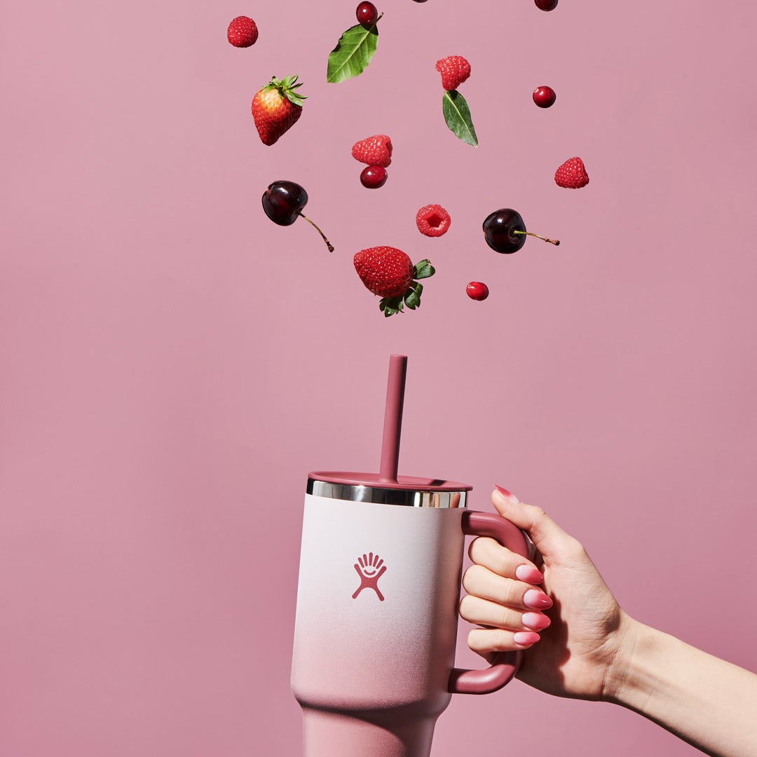 Kubek termiczny ze słomką Hydro Flask Bayberry Ombre 900 ml – podwójne ścianki, utrzymanie temperatury, antypoślizgowa powłoka i wygodny uchwyt, kolor: różowy