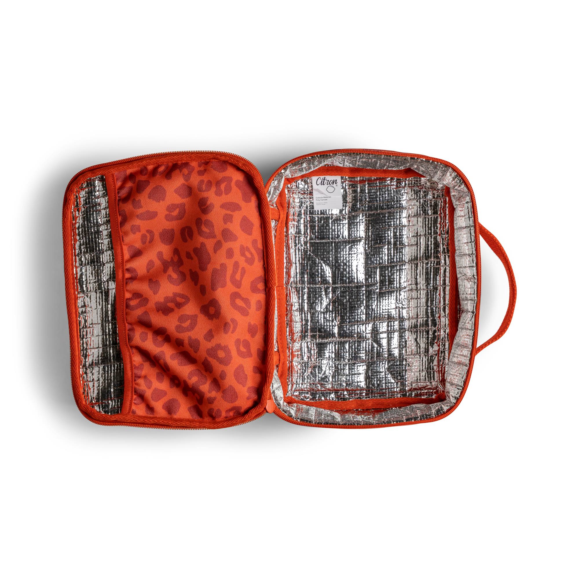 Torba lunchowa Citron Leo Brick – izolowana, lekka i pojemna, z motywem czerwonej panterki