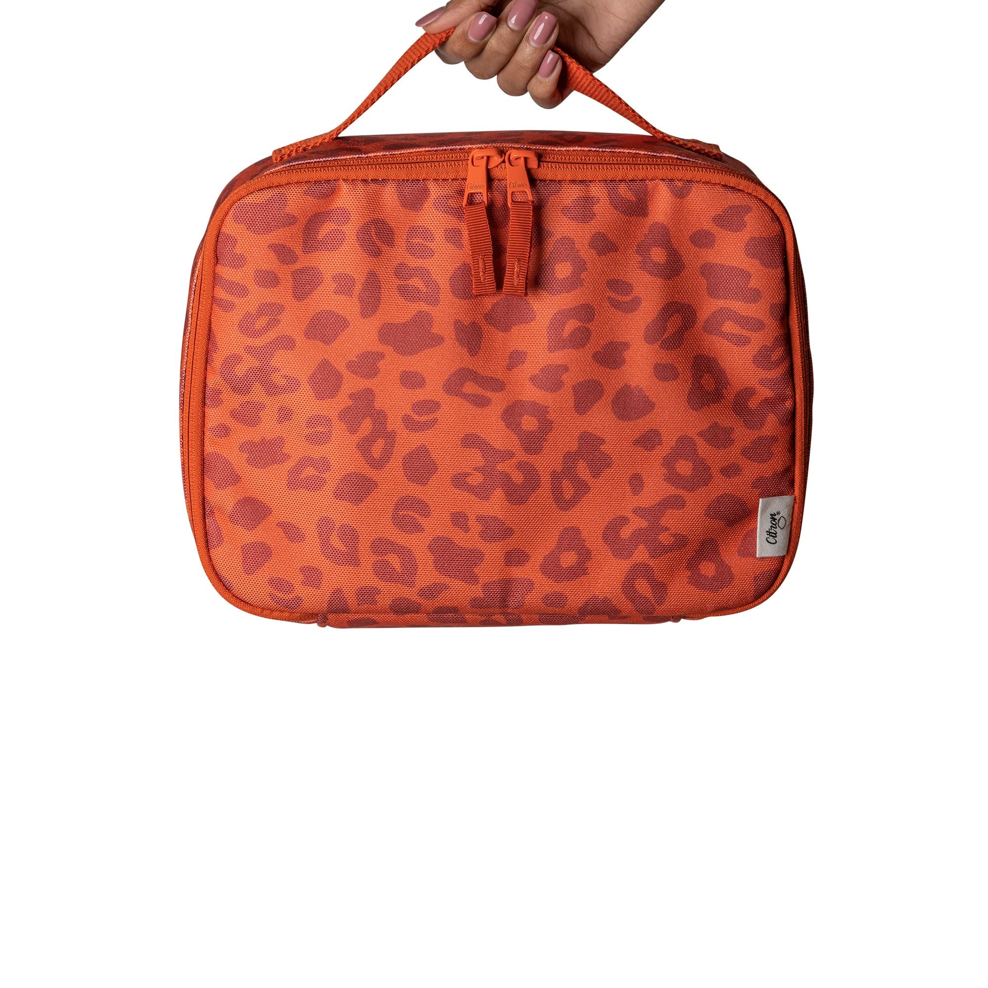 Torba lunchowa Citron Leo Brick – izolowana, lekka i pojemna, z motywem czerwonej panterki