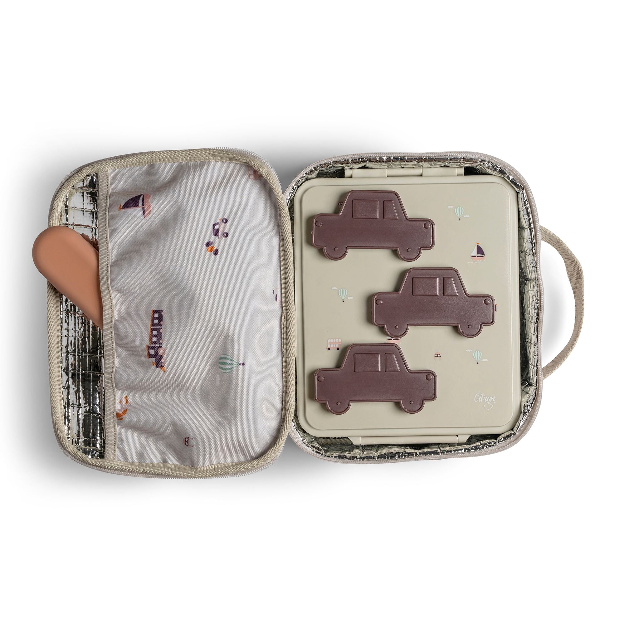 Torba lunchowa Citron Vehicles – izolowana, lekka i pojemna, z motywem pojazdów