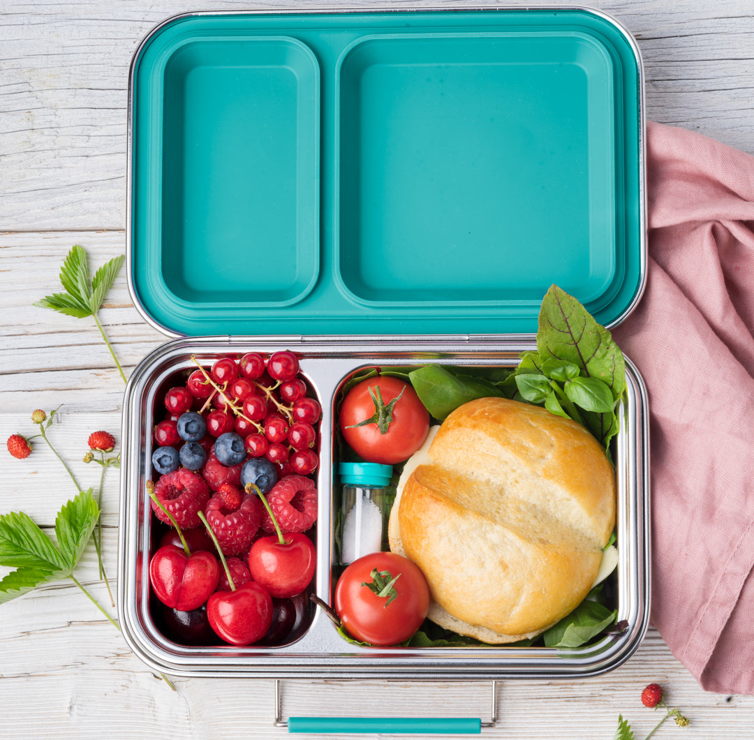 Mini pojemniczki LEKKABOX® Salty – szklane, szczelne, z turkusowymi pokrywkami, idealne na przyprawy do lunchboxa, pracy i podróży