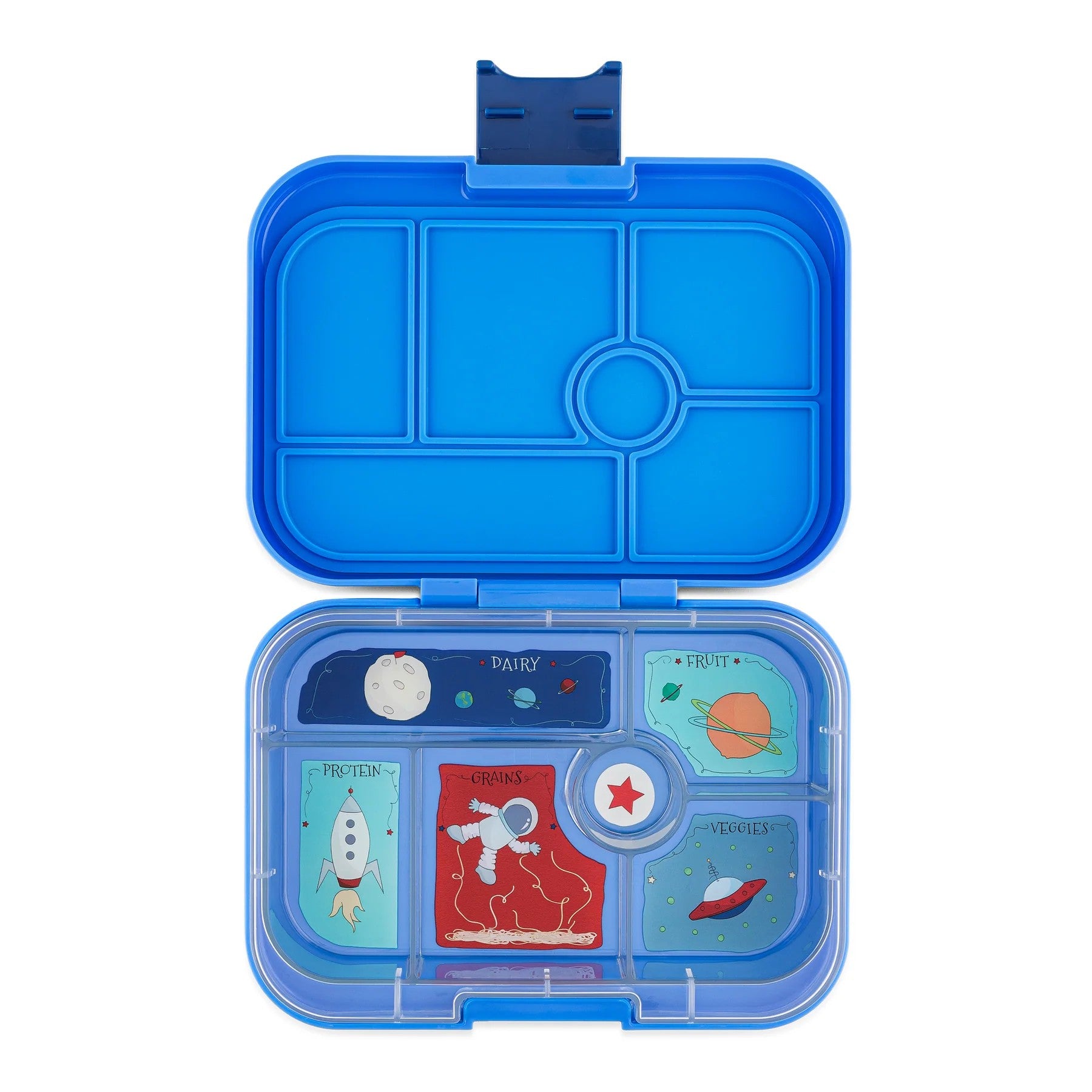 Yumbox Original Surf Blue / Rocket – lunchbox z 6 przegródkami, bezpieczny i idealny na różnorodne i szczelnie zapakowane posiłki, kolor: niebieski