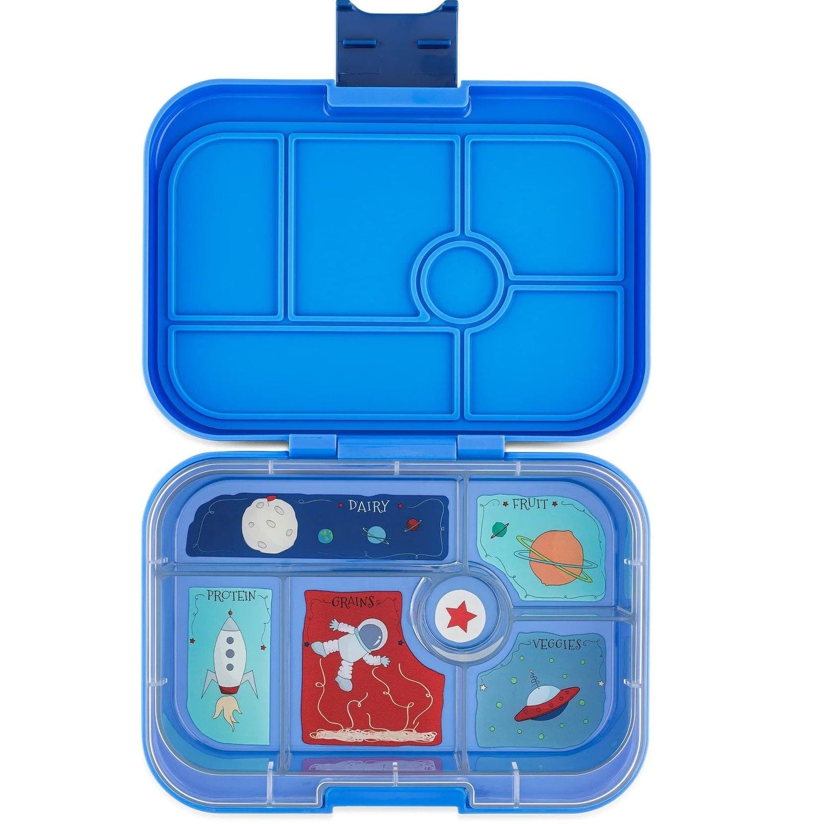 Yumbox Original Surf Blue / Rocket – lunchbox z 6 przegródkami, bezpieczny i idealny na różnorodne i szczelnie zapakowane posiłki, kolor: niebieski