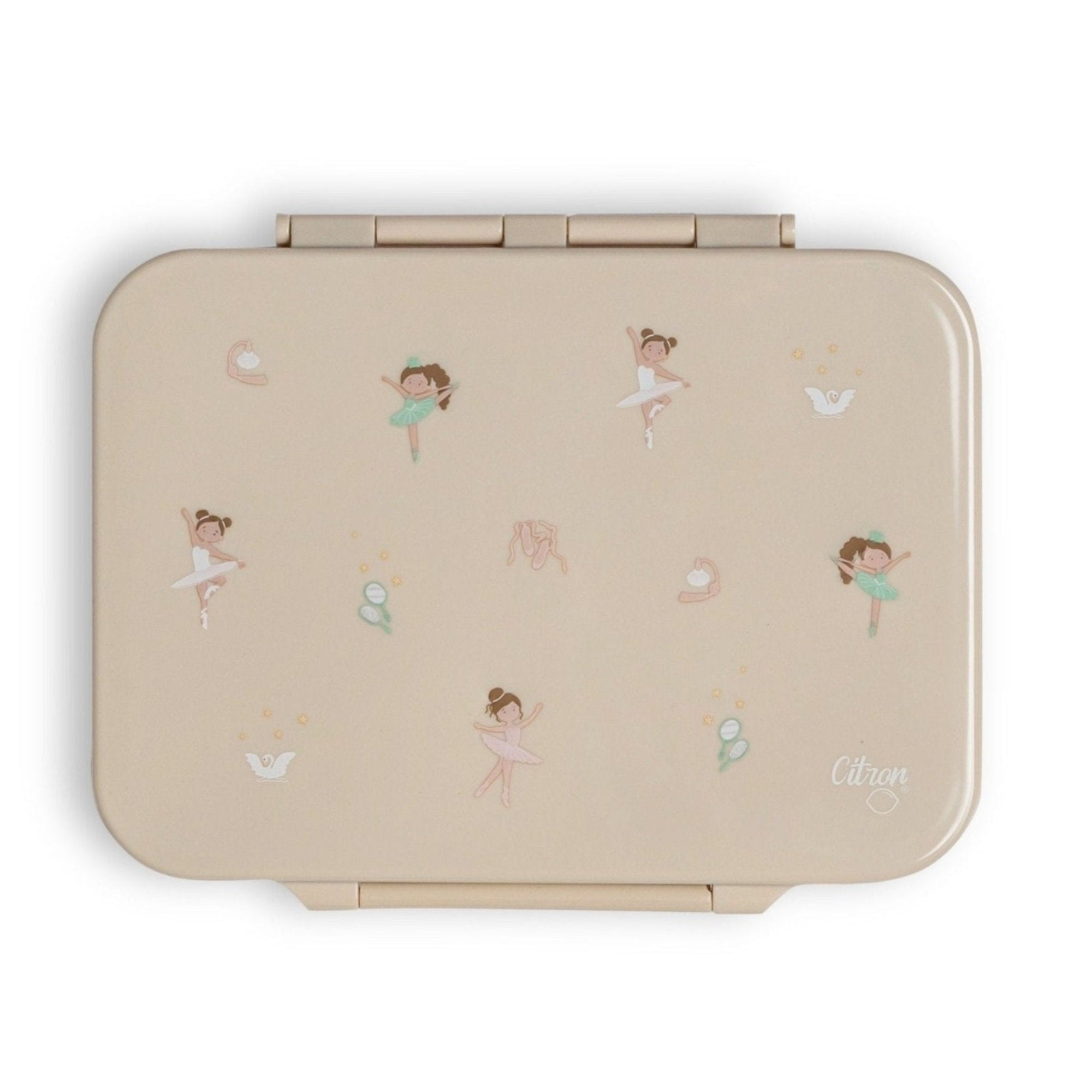 Lunchbox tritanowy Citron Ballerina 4-komorowy, 700 ml – szczelny, lekki, bez BPA, wzór: baleriny, z pojemnikiem na sos