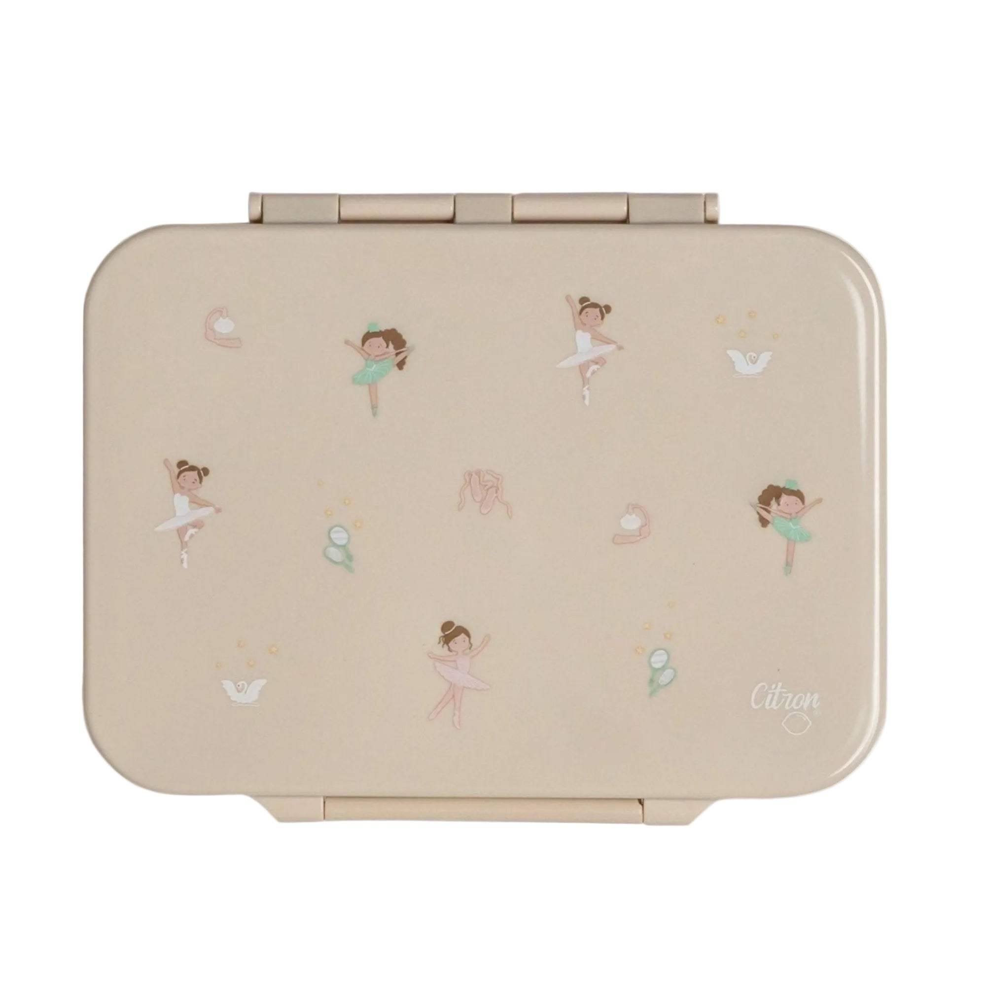 Lunchbox tritanowy Citron Ballerina 4-komorowy, 700 ml – szczelny, lekki, bez BPA, wzór: baleriny, z pojemnikiem na sos
