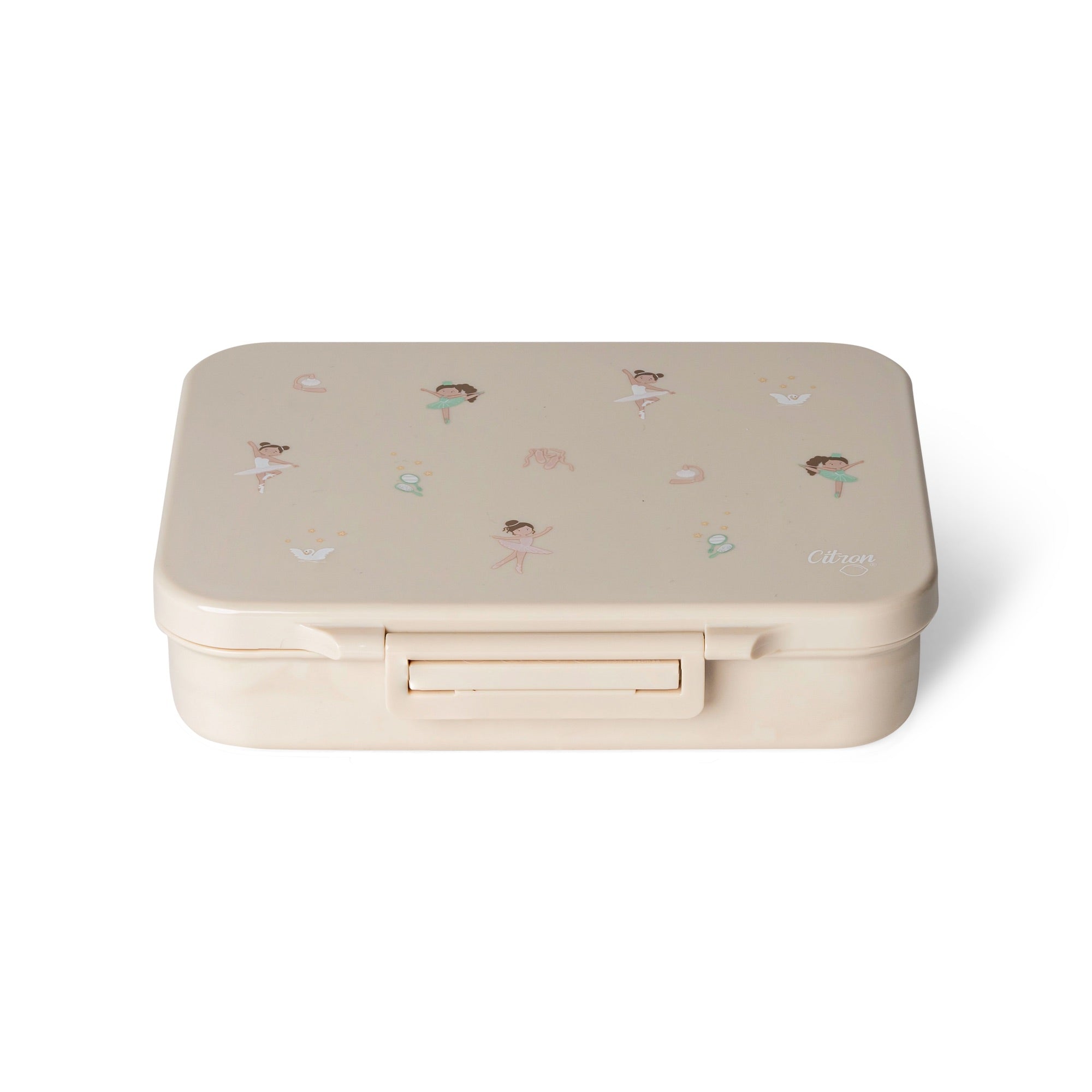Lunchbox tritanowy Citron Ballerina 4-komorowy, 700 ml – szczelny, lekki, bez BPA, wzór: baleriny, z pojemnikiem na sos