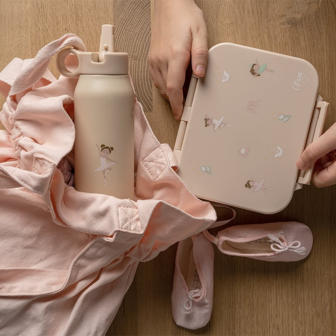 Lunchbox tritanowy Citron Ballerina 4-komorowy, 700 ml – szczelny, lekki, bez BPA, wzór: baleriny, z pojemnikiem na sos