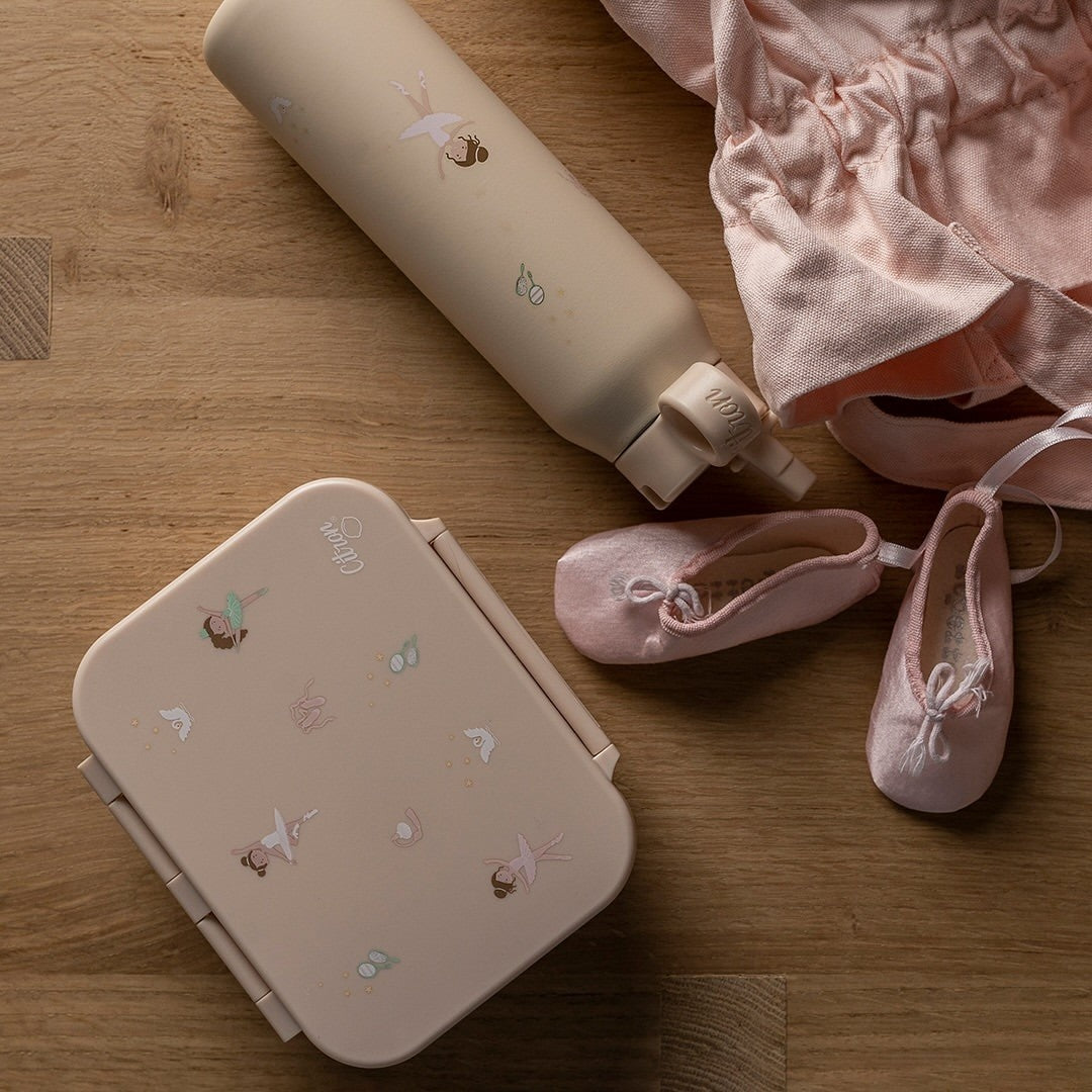 Lunchbox tritanowy Citron Ballerina 4-komorowy, 700 ml – szczelny, lekki, bez BPA, wzór: baleriny, z pojemnikiem na sos