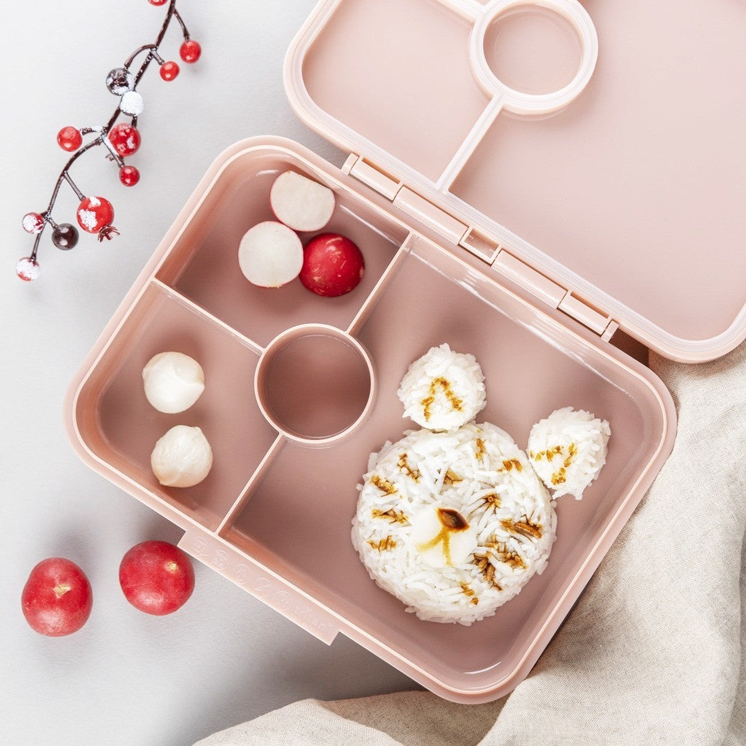 Lunchbox tritanowy Citron Blush Pink 4-komorowy, 700 ml – szczelny, lekki, bez BPA, z pojemnikiem na sos