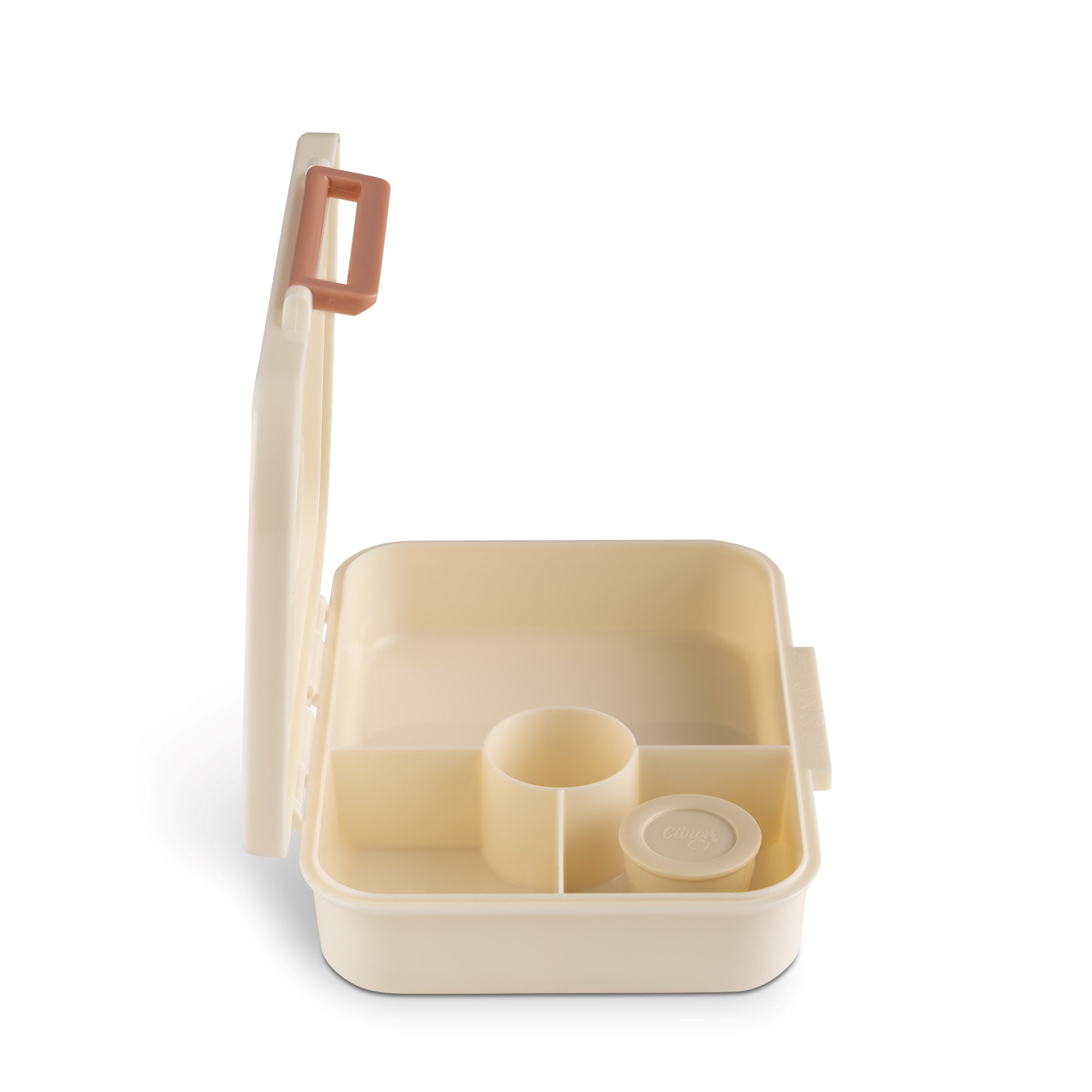 Lunchbox tritanowy Citron Cherry 4-komorowy, 700 ml – szczelny, lekki, bez BPA, wzór: czereśnie, z pojemnikiem na sos