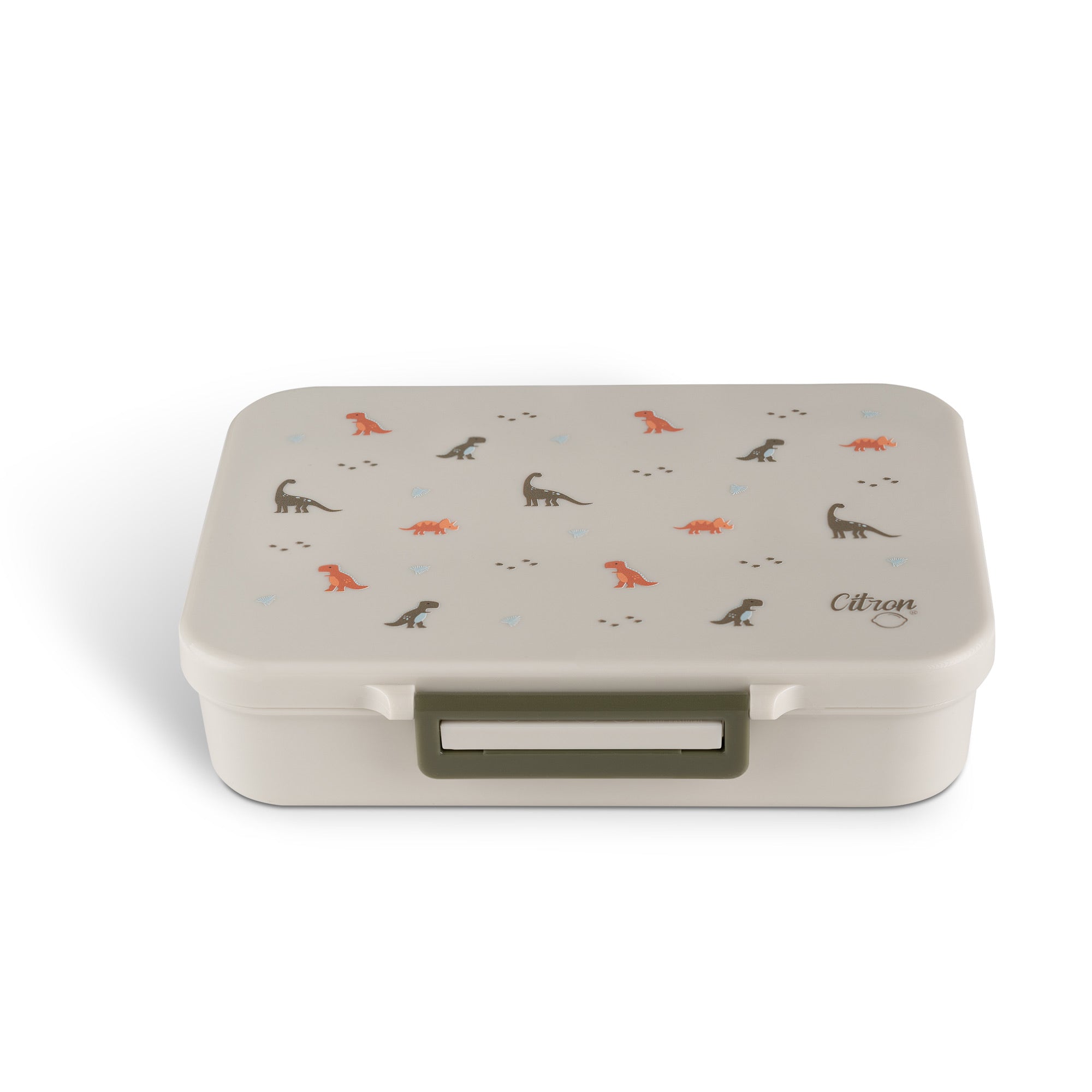 Lunchbox tritanowy Citron Dino 4-komorowy, 700 ml – szczelny, lekki, bez BPA, wzór: dinozaury, z pojemnikiem na sos