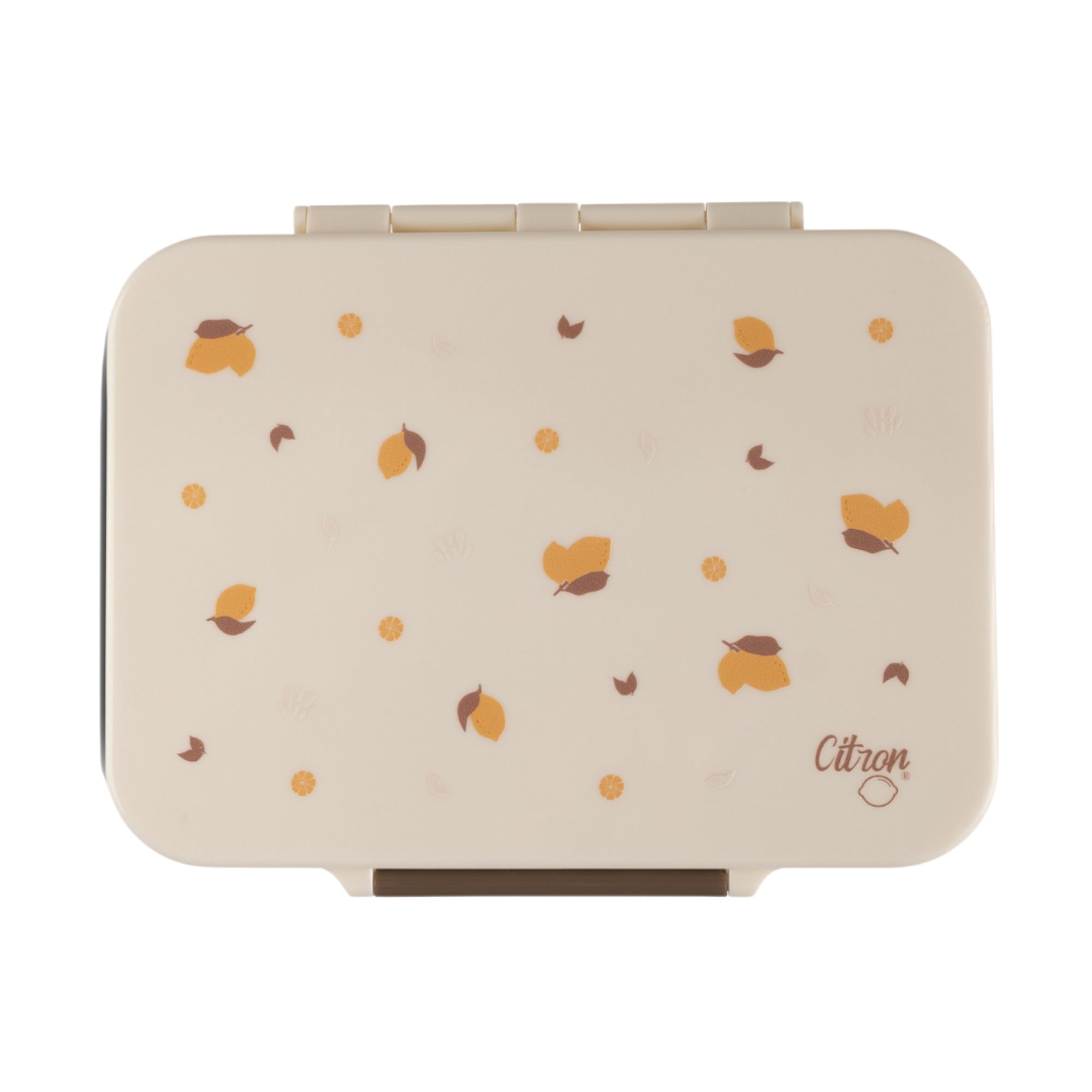 Lunchbox tritanowy Citron Lemon 4-komorowy, 700 ml – szczelny, lekki, bez BPA, wzór: cytryny, z pojemnikiem na sos