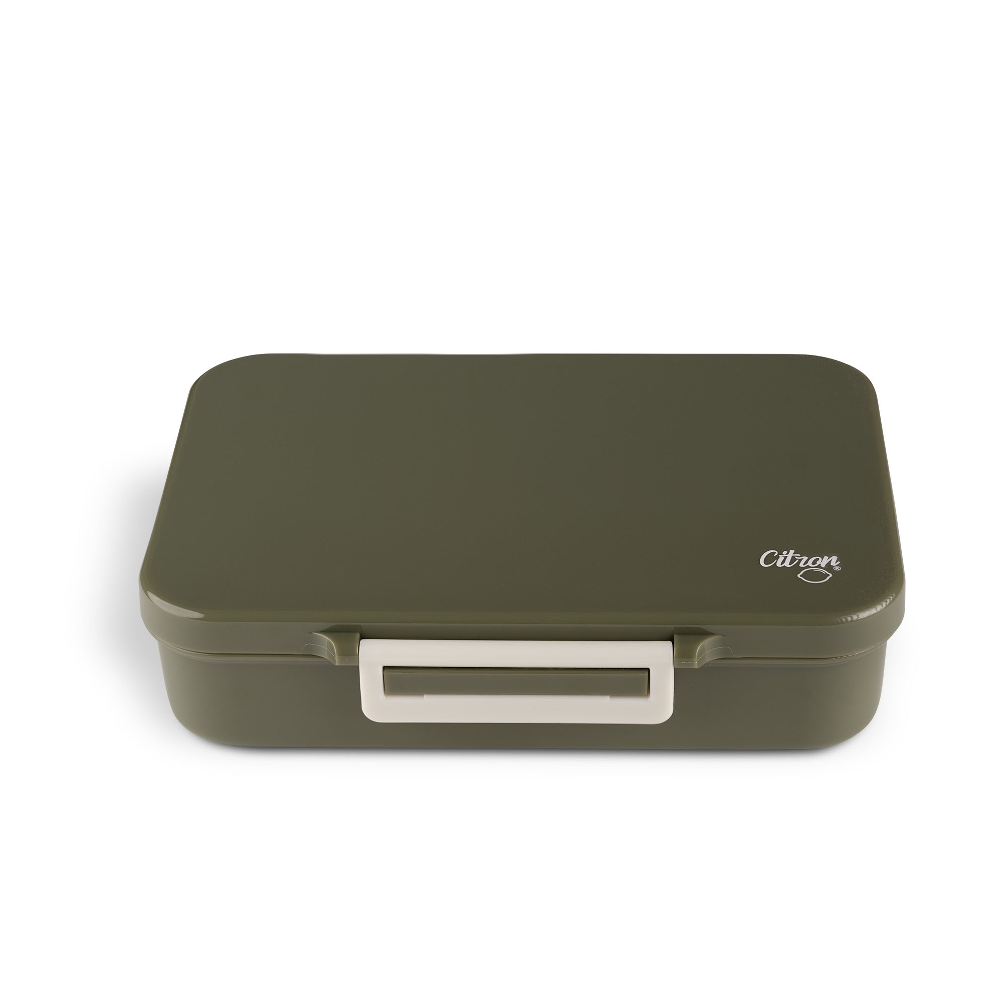 Lunchbox tritanowy Citron Olive Green 4-komorowy, 700 ml – szczelny, lekki, bez BPA, kolor: oliwkowy, z pojemnikiem na sos