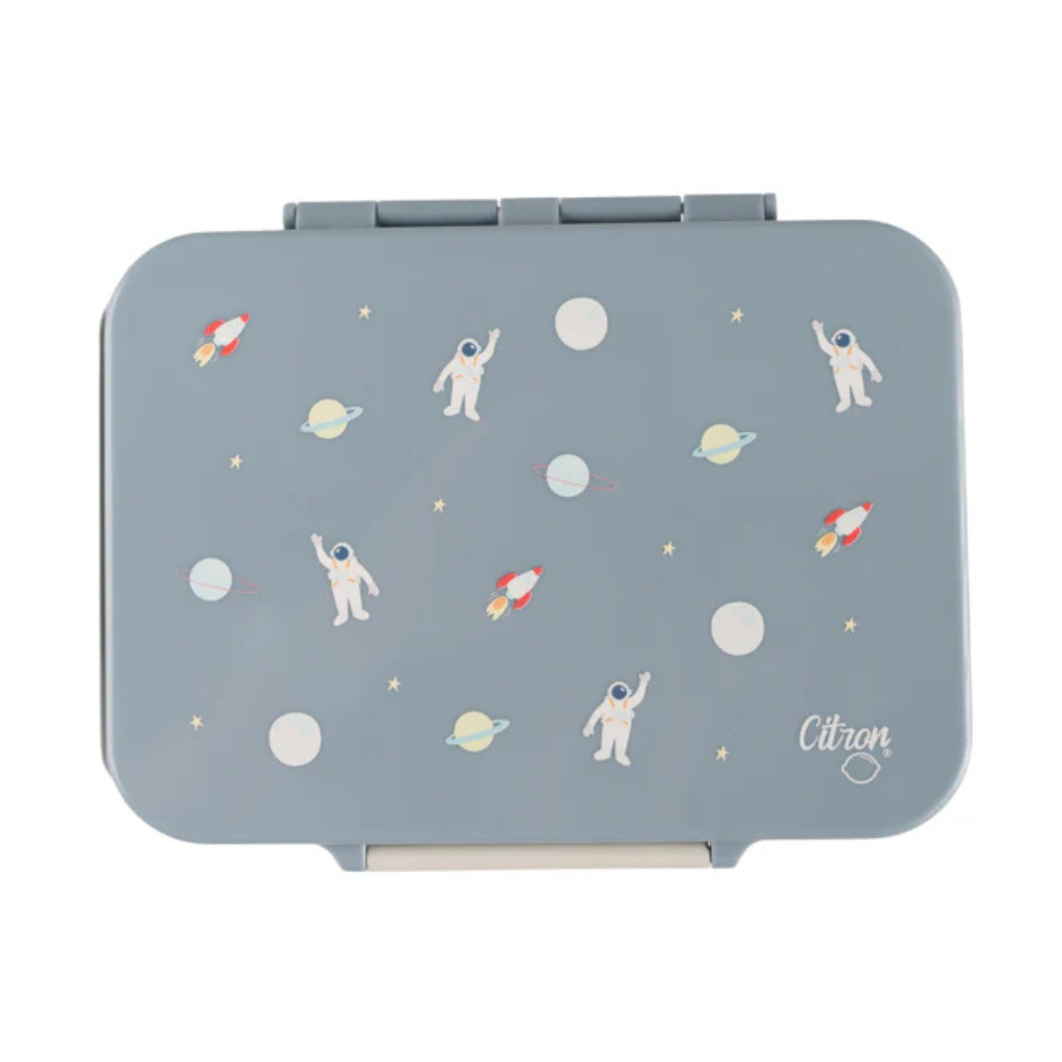 Lunchbox tritanowy Citron Spaceship 4-komorowy, 700 ml – szczelny, lekki, bez BPA, wzór: kosmos, z pojemnikiem na sos