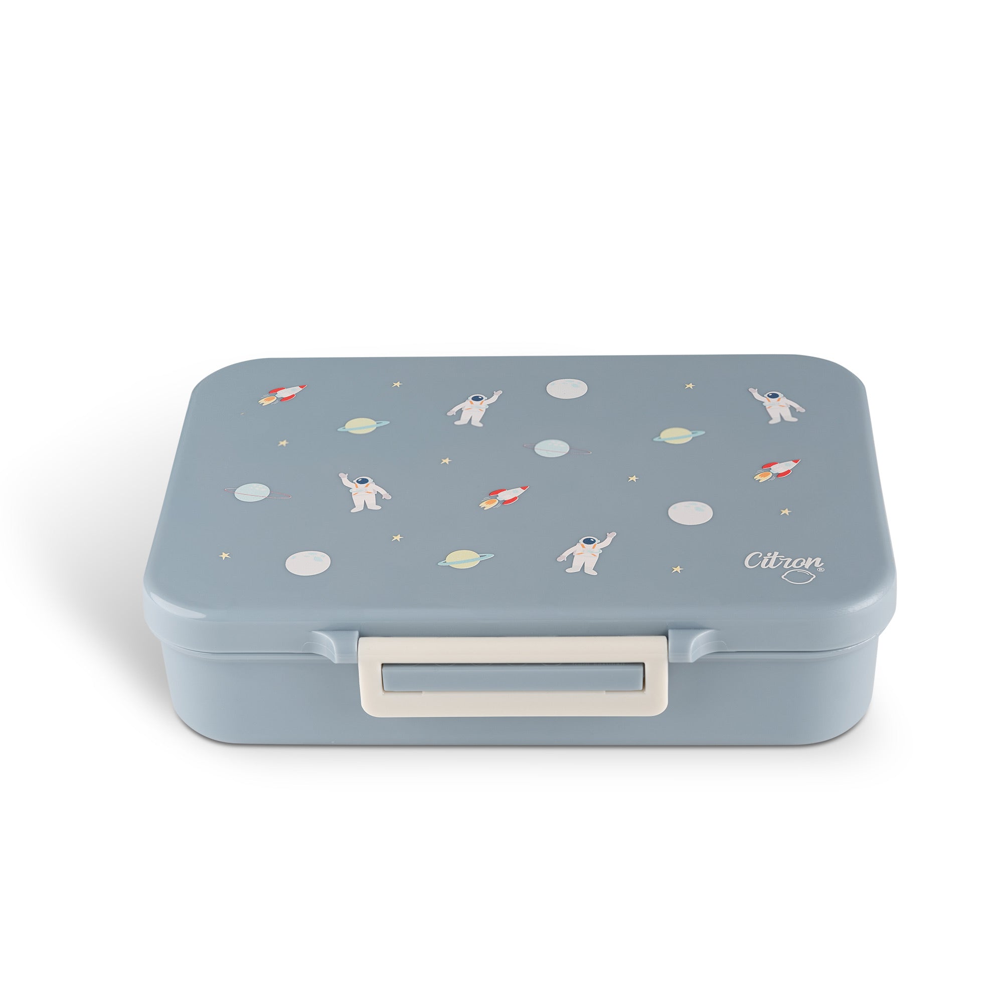 Lunchbox tritanowy Citron Spaceship 4-komorowy, 700 ml – szczelny, lekki, bez BPA, wzór: kosmos, z pojemnikiem na sos