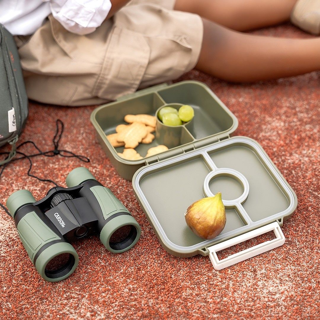 Lunchbox tritanowy Citron Tiger 4-komorowy, 700 ml – szczelny, lekki, bez BPA, zielony, z pojemnikiem na sos