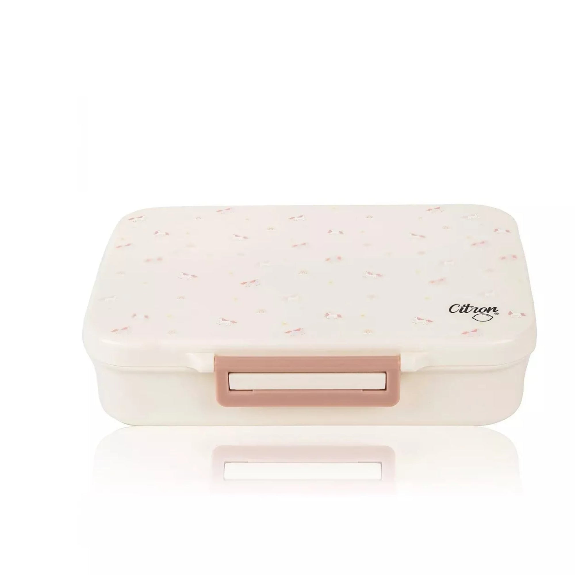 Lunchbox tritanowy Citron Unicorn 4-komorowy, 700 ml – szczelny, lekki, bez BPA, jednorożce, z pojemnikiem na sos