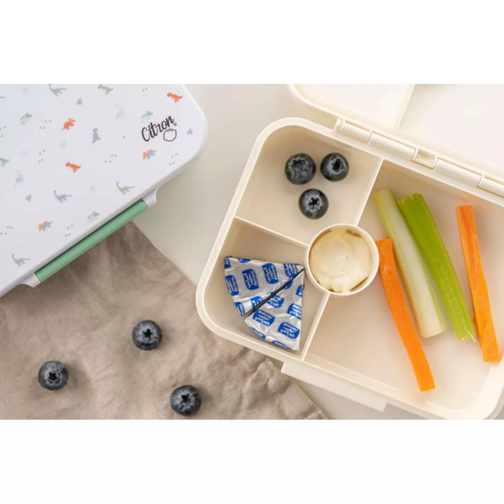 Lunchbox tritanowy Citron Unicorn 4-komorowy, 700 ml – szczelny, lekki, bez BPA, jednorożce, z pojemnikiem na sos