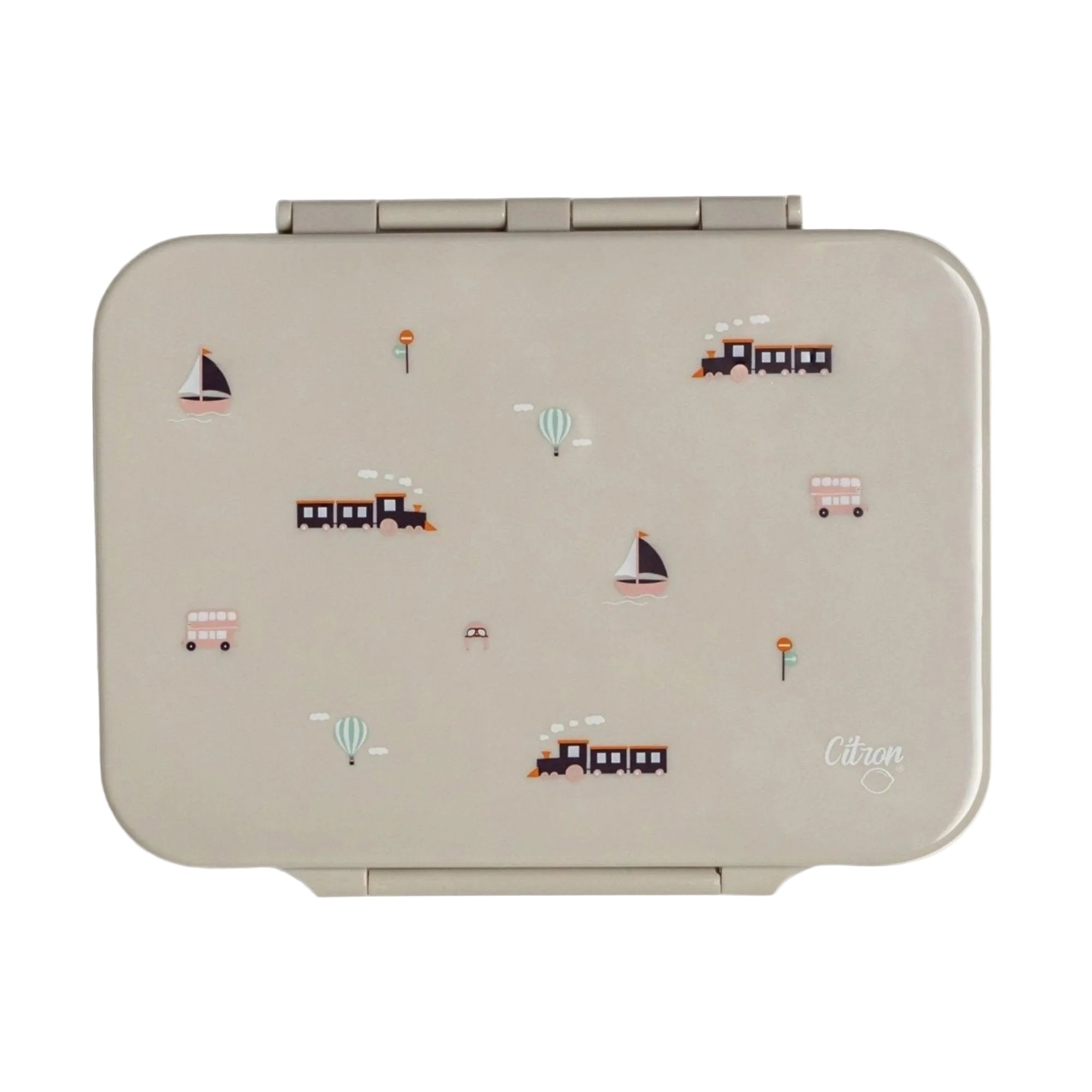 Lunchbox tritanowy Citron Vehicles 4-komorowy, 700 ml – szczelny, lekki, bez BPA, wzór: pojazdy, z pojemnikiem na sos