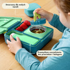 OmieBox Meadow – zielony lunchbox z termosem, przegródkami i uchwytem, idealny do szkoły i przedszkola.