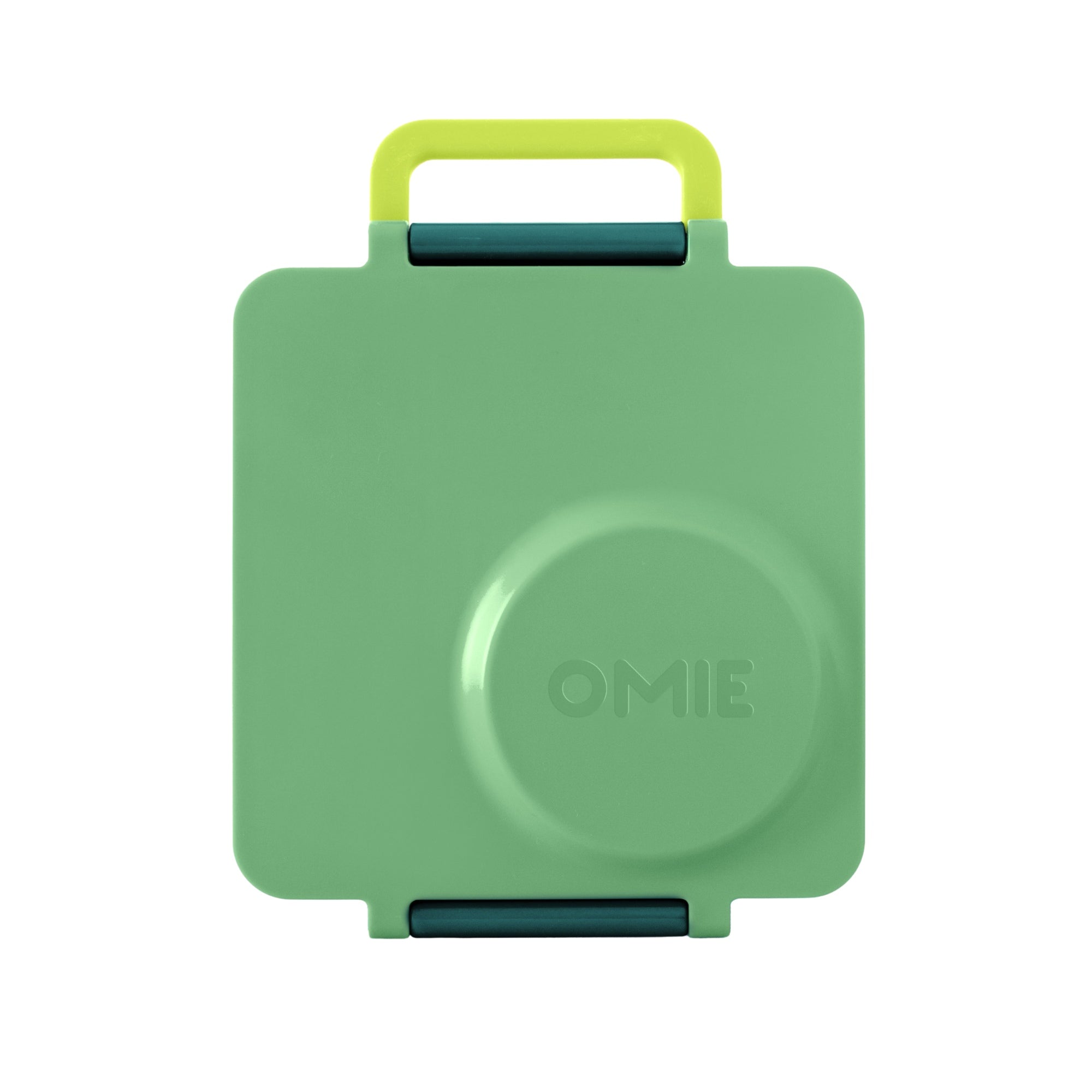 OmieBox Meadow – zielony lunchbox z termosem, przegródkami i uchwytem, idealny do szkoły i przedszkola.