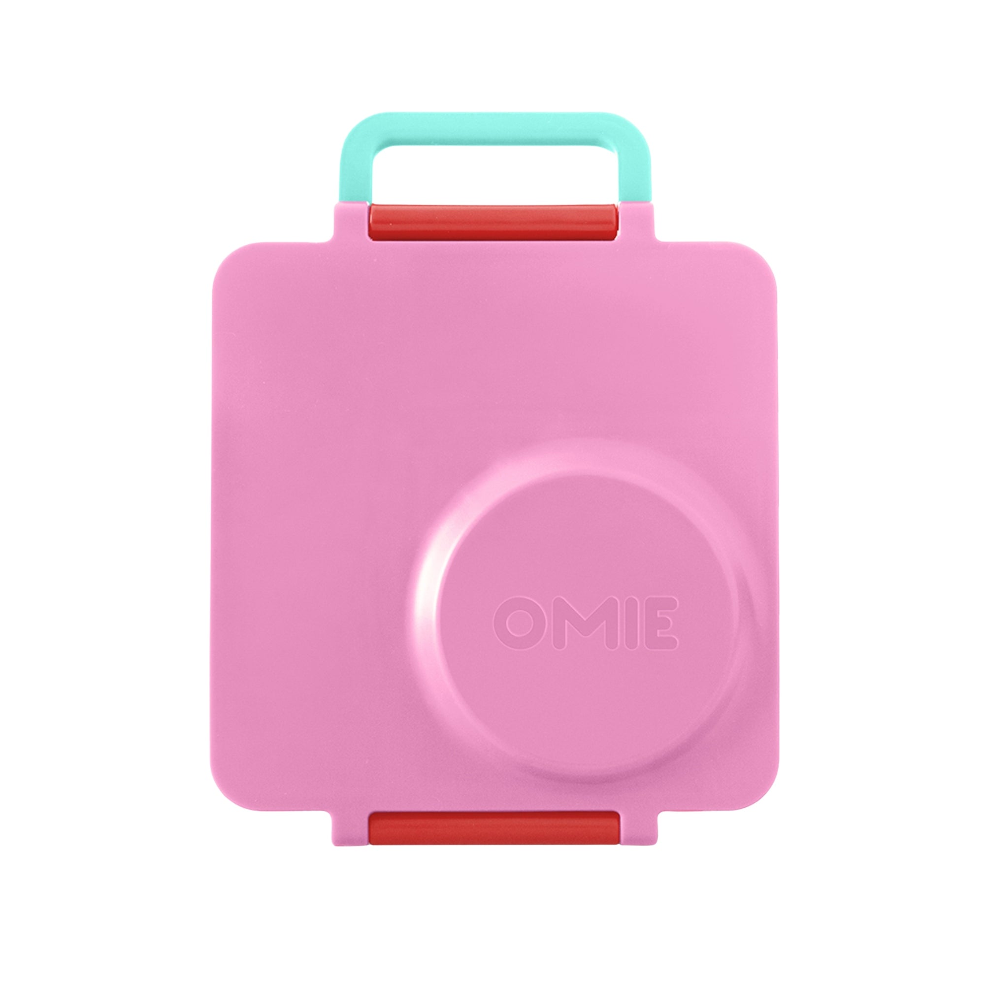 OmieBox Pink Berry – różowy lunchbox z termosem, przegródkami i uchwytem, idealny do szkoły i przedszkola.