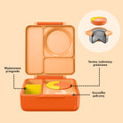 OmieBox Poppy Orange – pastelowo-pomarańczowy lunchbox z termosem, przegródkami i uchwytem, idealny do szkoły i przedszkola.