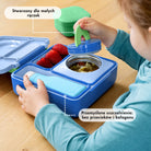 OmieBox Sea Blue – pastelowo-niebieski lunchbox z termosem, przegródkami i uchwytem, idealny do szkoły i przedszkola.