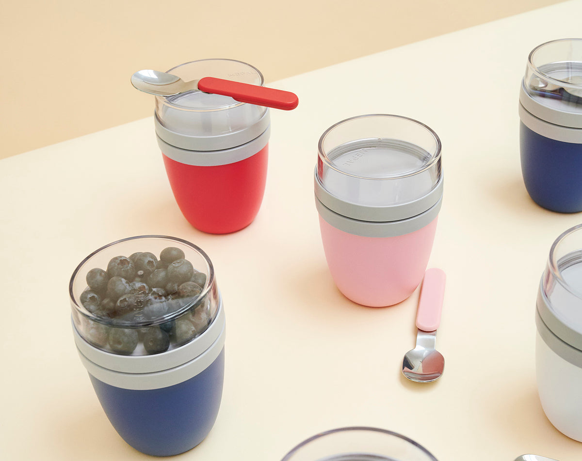 Mepal Ellipse łyżka składana – różowa, stal nierdzewna, w etui, do lunchboxa