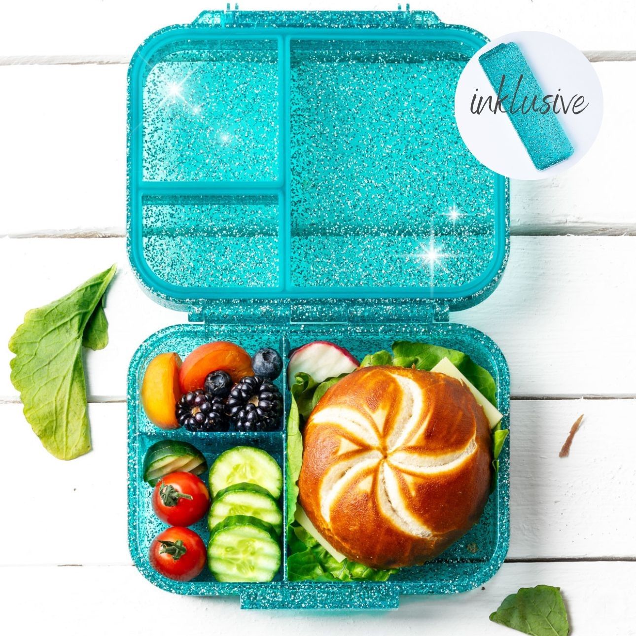 Pudełko na przekąski LekkaBox Glamour Aqua małe