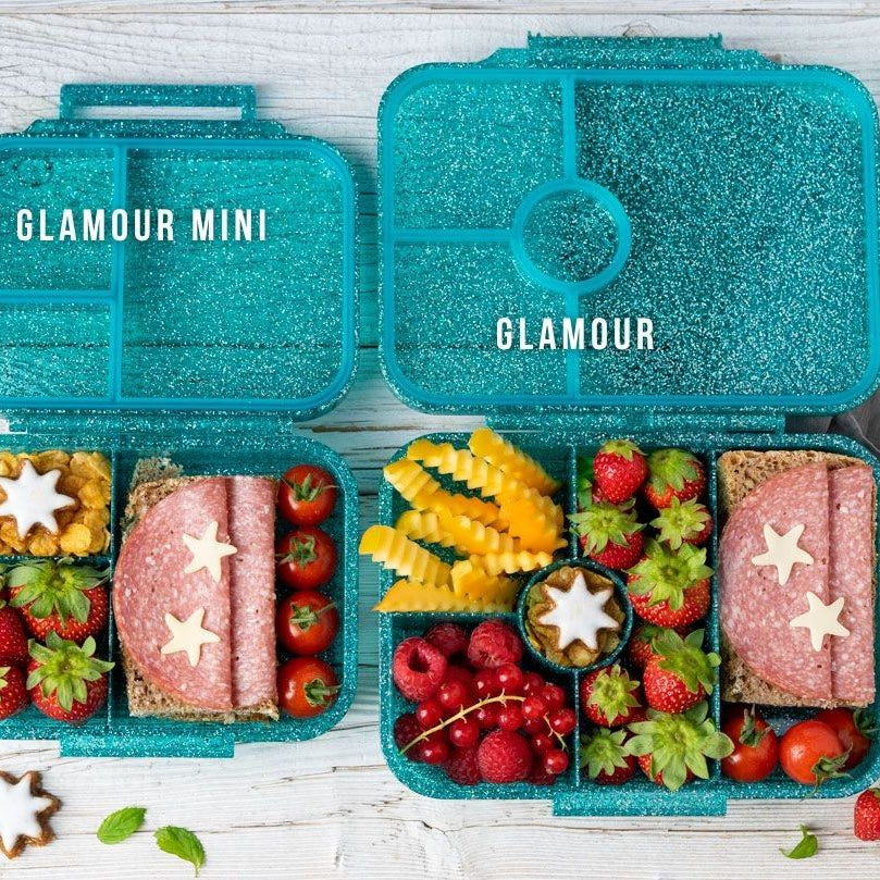 LekkaBox Glamour Mały Aqua – mini śniadaniówka na owoce i orzechy w turkusowym kolorze