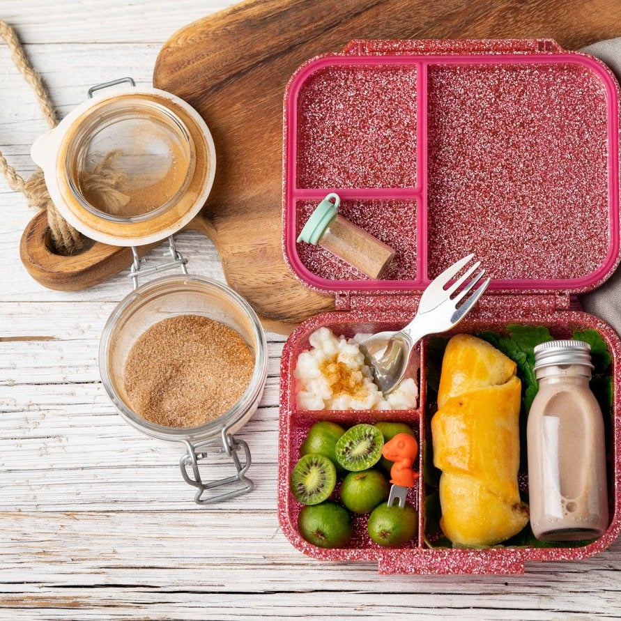 LekkaBox Glamour Pink – mały brokatowy pojemnik na drugie śniadanie