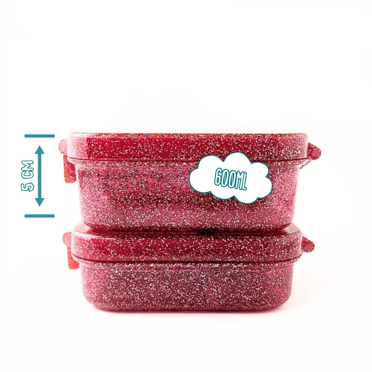 LekkaBox Glamour Pink – mały szczelny lunchbox bez BPA z brokatem