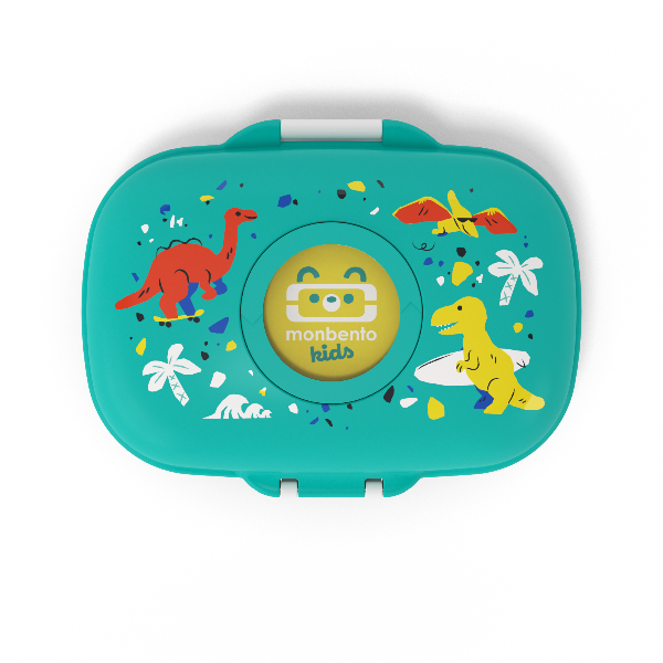 Monbento Gram Dino  – kompaktowy lunchbox dla dzieci. Lekki, szczelny i bez BPA. Idealny na kanapki, owoce i przekąski do szkoły i na wycieczkę, wzór: dinozaury