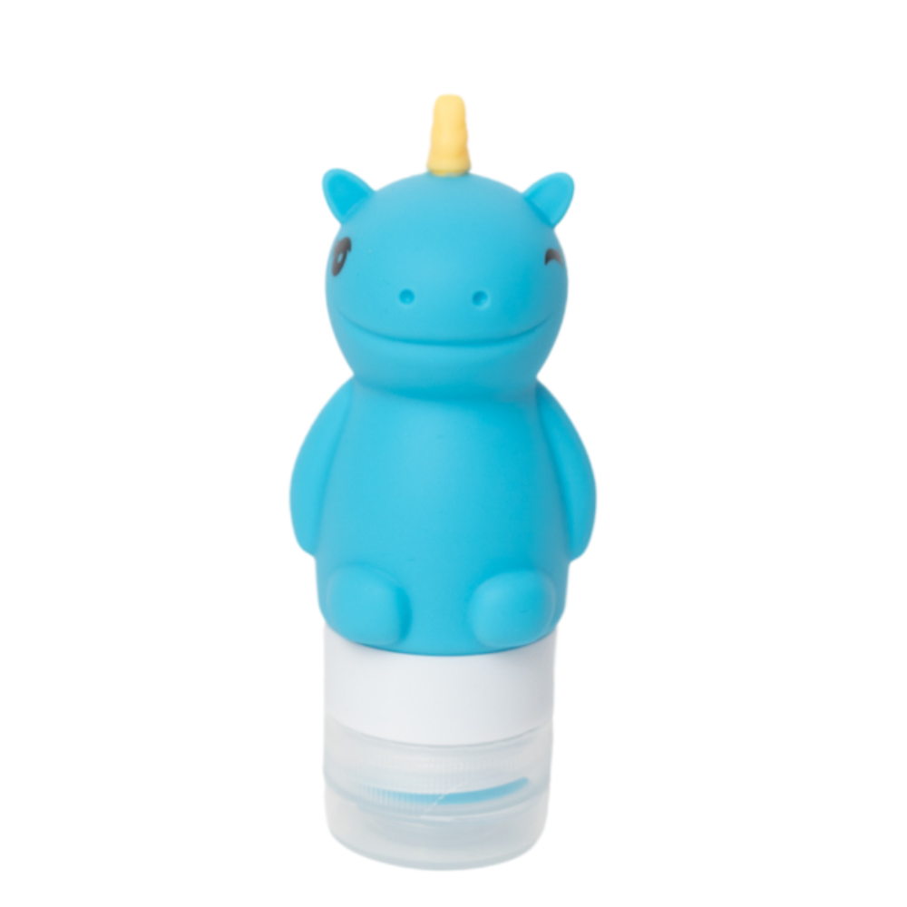 Mini butelki na sos Yumbox – kolorowe jednorożce, szczelne i łatwe w użyciu przez dzieci, kolor: niebieski