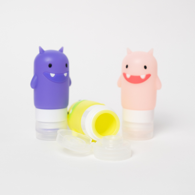 Mini butelki na sos Yumbox – kolorowe potworki, szczelne i łatwe w użyciu przez dzieci, kolor: zielony