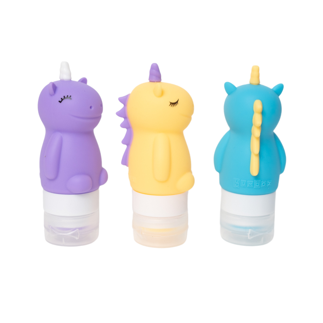 Mini butelki na sos Yumbox – kolorowe jednorożce, szczelne i łatwe w użyciu przez dzieci, kolor: fioletowy