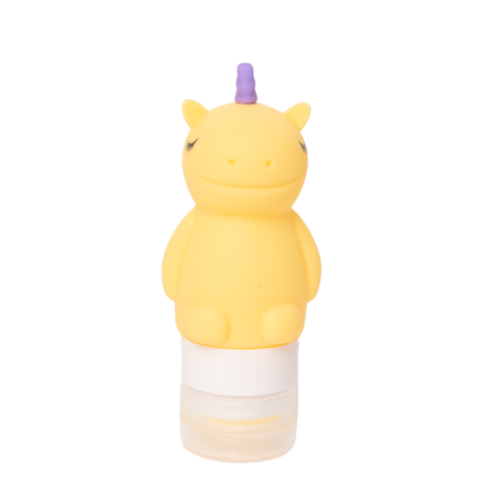 Mini butelki na sos Yumbox – kolorowe jednorożce, szczelne i łatwe w użyciu przez dzieci, kolor: żółty