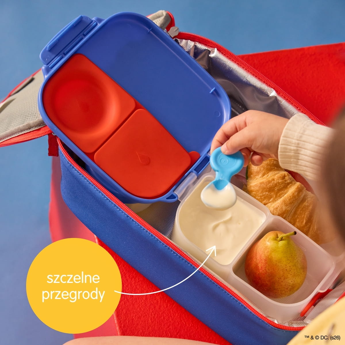 b-box mini lunch box Superman – poręczna śniadaniówka z uszczelką flexi na całe owoce