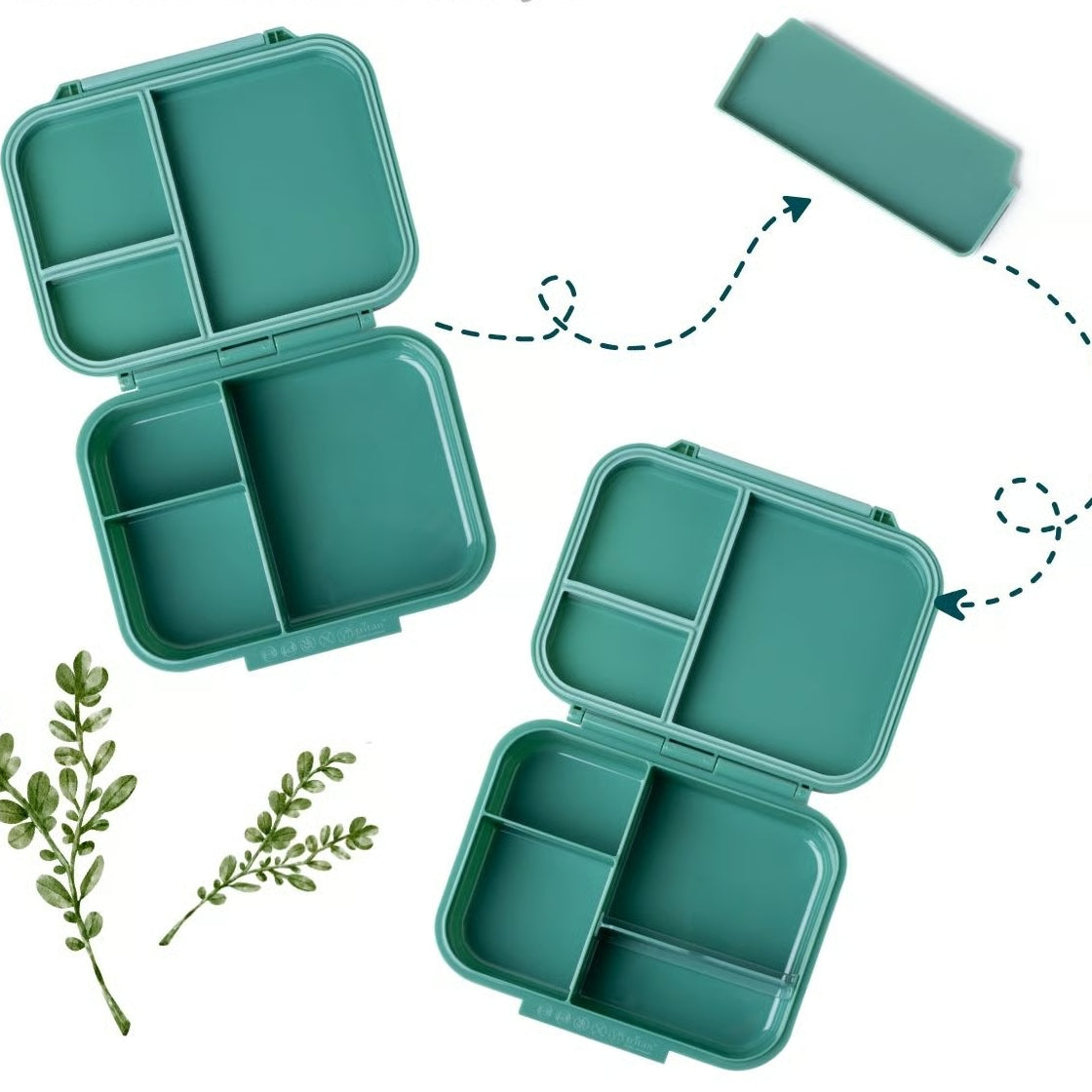 Lekkabox Classic Forest – lekka mini śniadaniówka z 3 przegródkami, szczelna i bez BPA, idealna do szkoły, przedszkola i pracy.