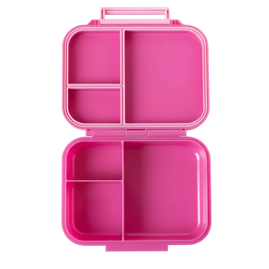 Lekkabox Classic Berry – lekka mini śniadaniówka z 3 przegródkami, szczelna i bez BPA, idealna do szkoły, przedszkola i pracy, kolor: różowy