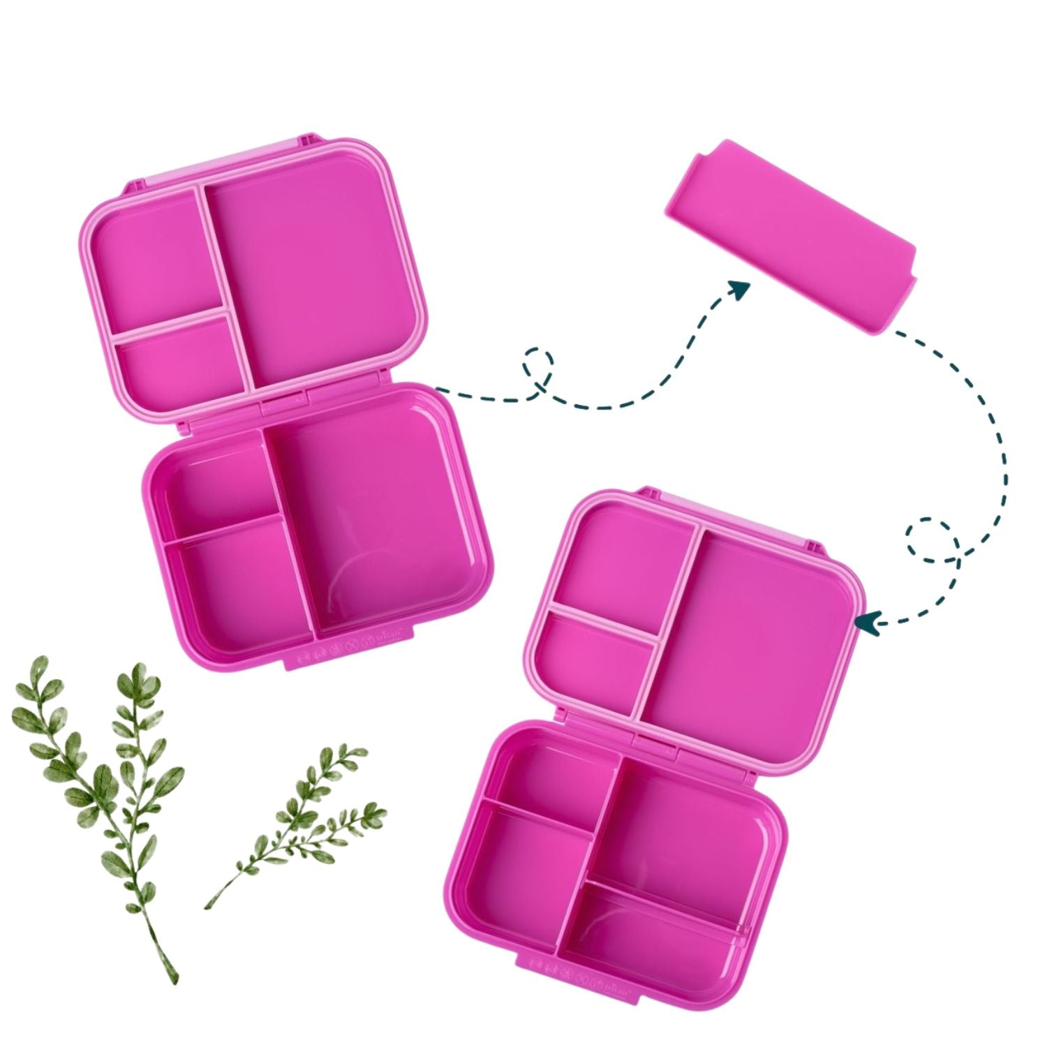 Lekkabox Classic Berry – lekka mini śniadaniówka z 3 przegródkami, szczelna i bez BPA, idealna do szkoły, przedszkola i pracy, kolor: różowy