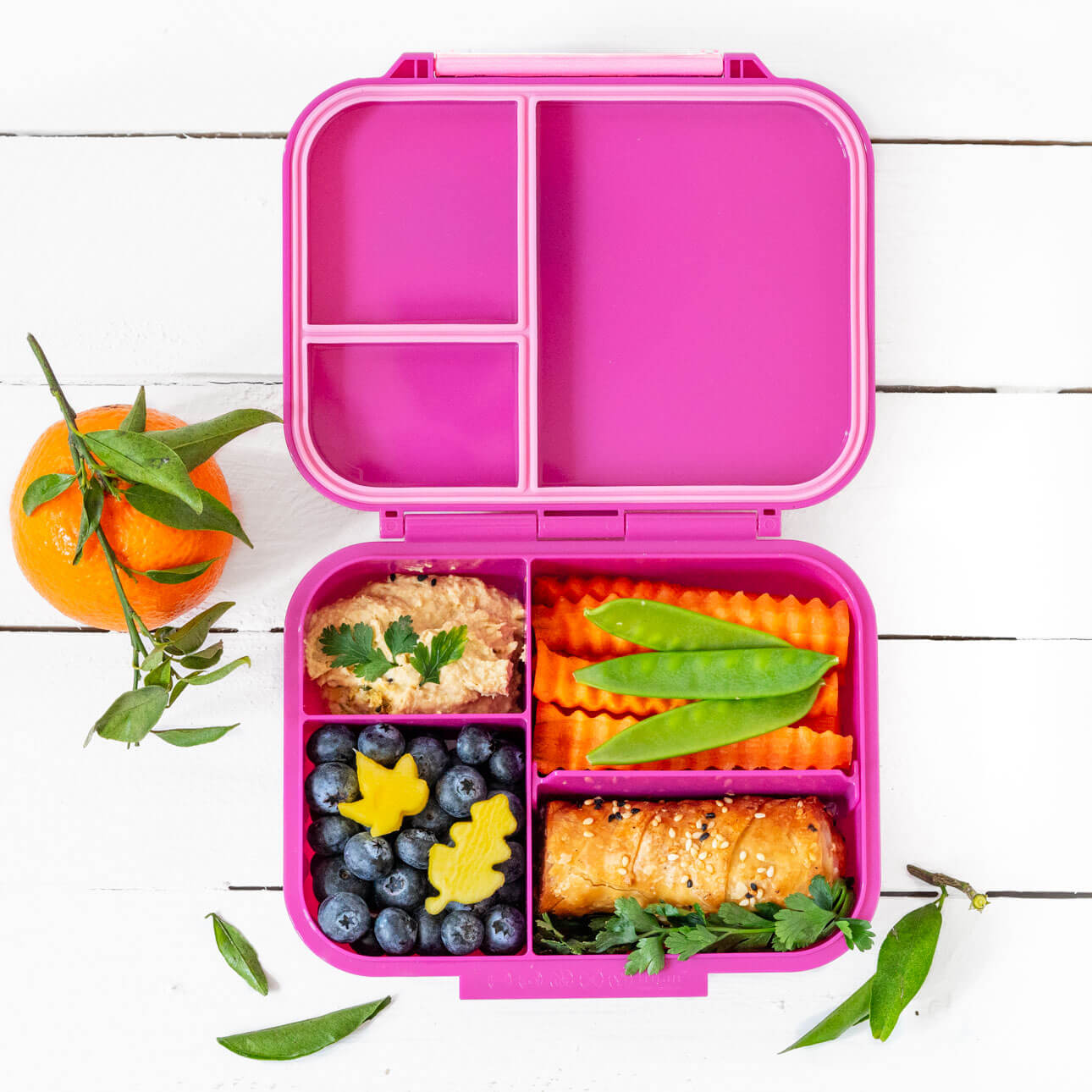 Lekkabox Classic Berry – lekka mini śniadaniówka z 3 przegródkami, szczelna i bez BPA, idealna do szkoły, przedszkola i pracy, kolor: różowy